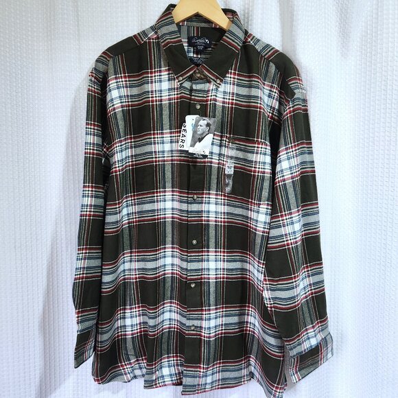 Arnold Palmer Shirt Plaid Flannel Men 2XL Button Down Easy Care Long Sleeve New - Picture 1 of 8